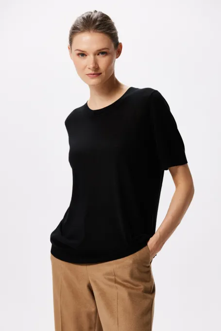 Bluză neagră din lână merinos