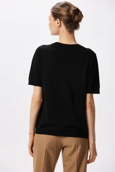 Bluză neagră din lână merinos