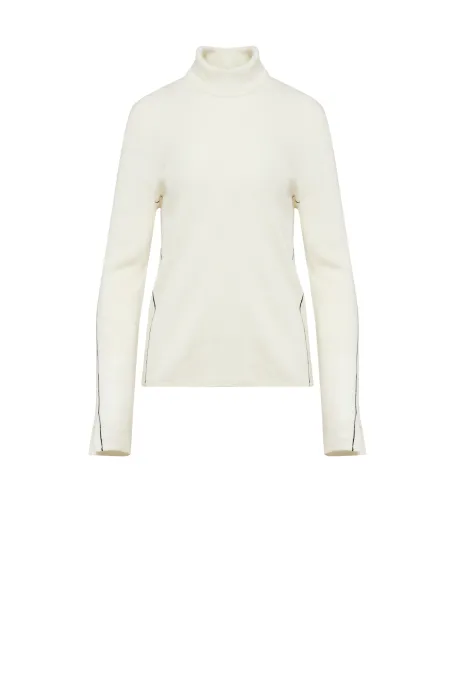 Pulover alb din mătase și cașmir