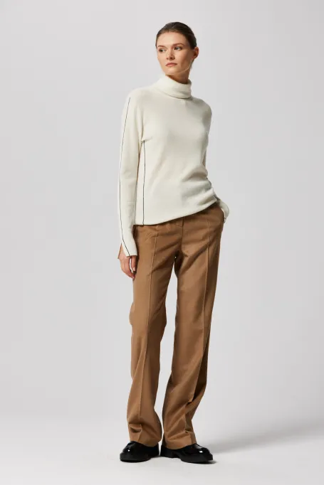 Pulover alb din mătase și cașmir