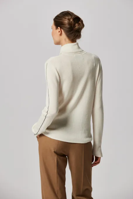 Pulover alb din mătase și cașmir