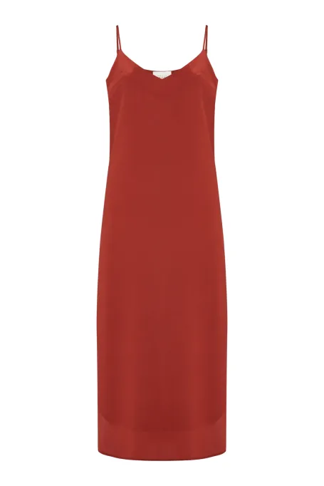 Rochie de mătase cărămizie