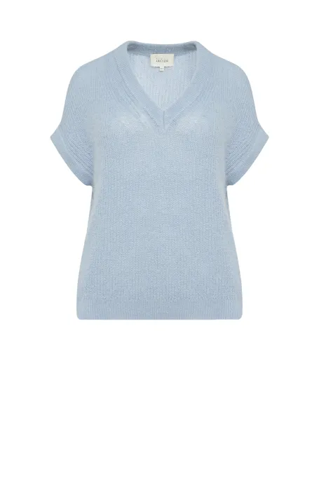 Bluza albastră cu decolteu în V Bluza albastră cu decolteu în V