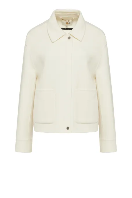 Jachetă scurtă albă doubleface