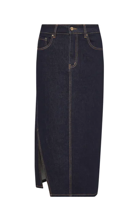 Fustă midi jeans albastru închis