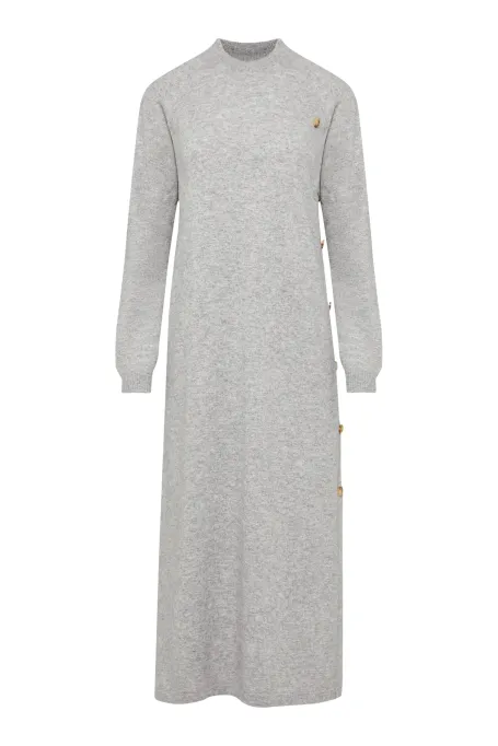 Rochie gri din lână cu cașmir
