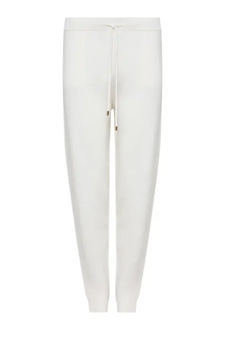 Pantaloni crem din lână merinos