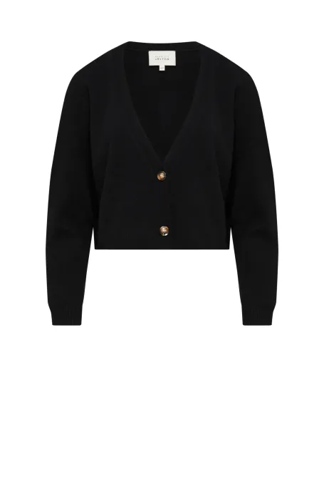 Cardigan scurt negru din cașmir