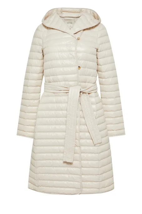 Geacă ușoară bej de puf cu glugă Mila