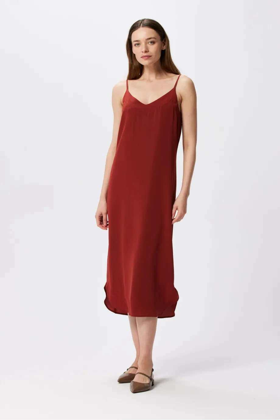 Rochie de mătase cărămizie Rochie de mătase cărămizie