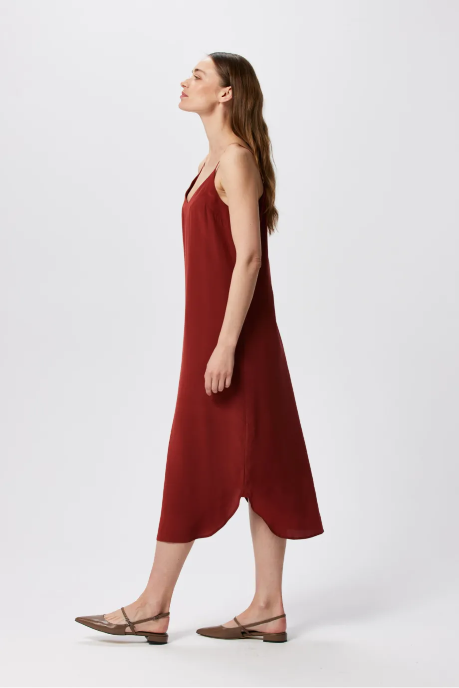 Rochie de mătase cărămizie Rochie de mătase cărămizie