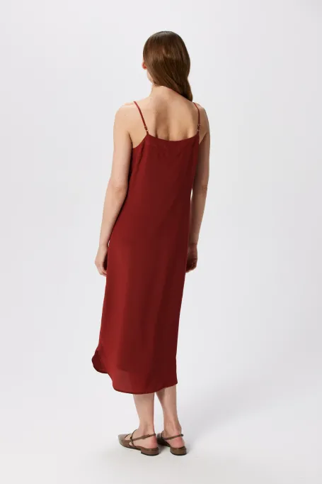 Rochie de mătase cărămizie Rochie de mătase cărămizie