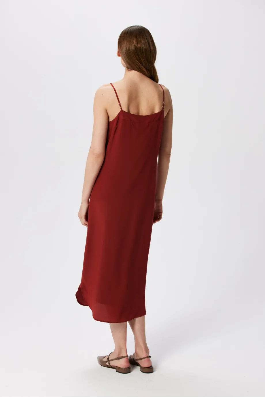 Rochie de mătase cărămizie Rochie de mătase cărămizie