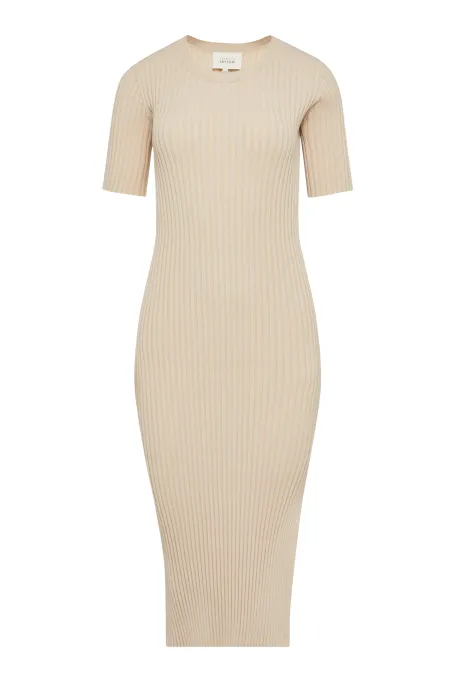 Rochie bej cu dungi verticale Rochie bej cu dungi verticale