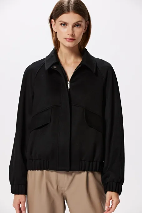 Geacă neagră din lână