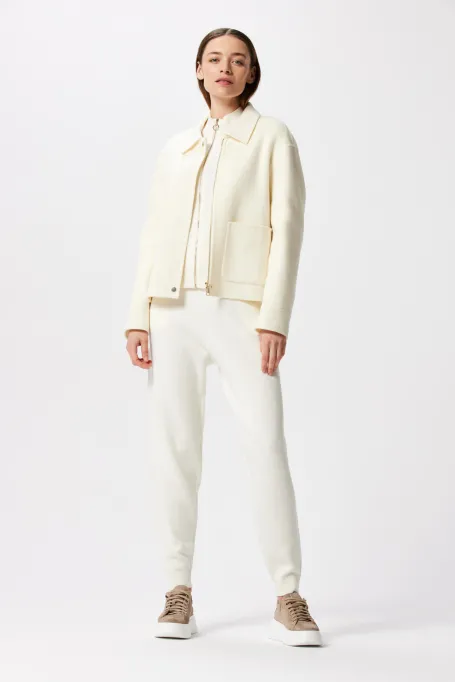 Jachetă scurtă albă doubleface