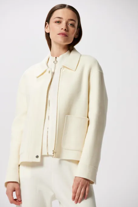 Jachetă scurtă albă doubleface