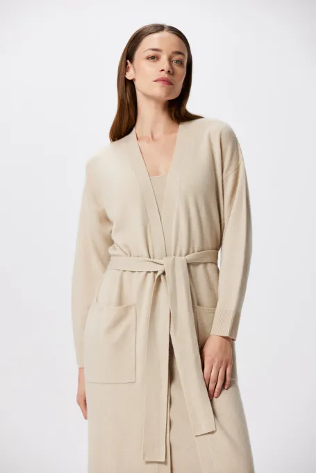 Cardigan lung din cașmir și lână merinos