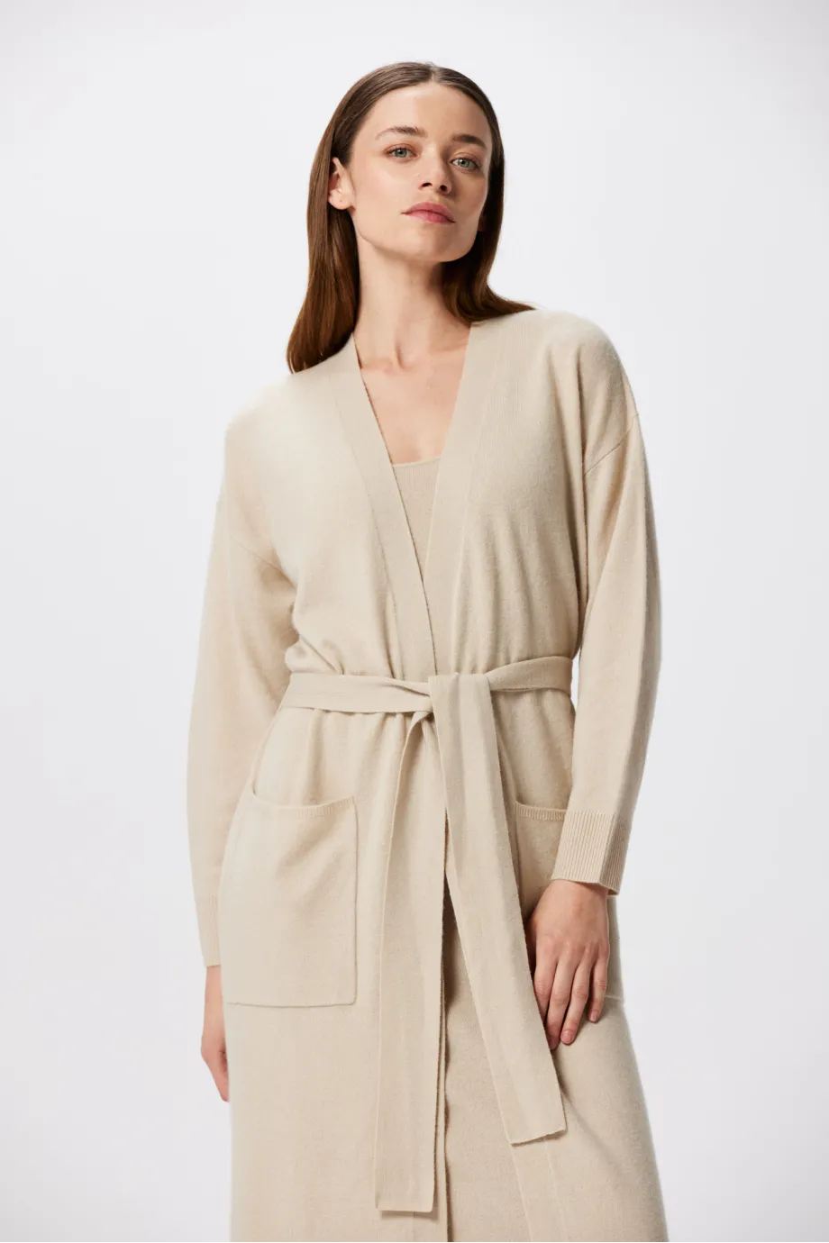 Cardigan lung din cașmir și lână merinos Cardigan lung din cașmir și lână merinos