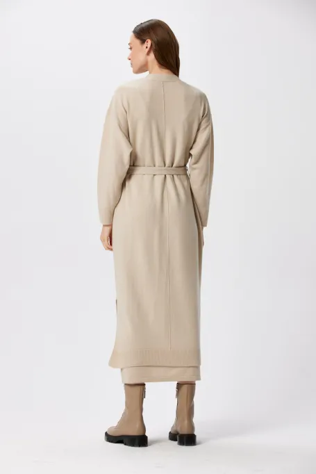 Cardigan lung din cașmir și lână merinos