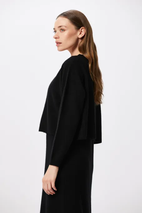 Cardigan scurt negru din cașmir