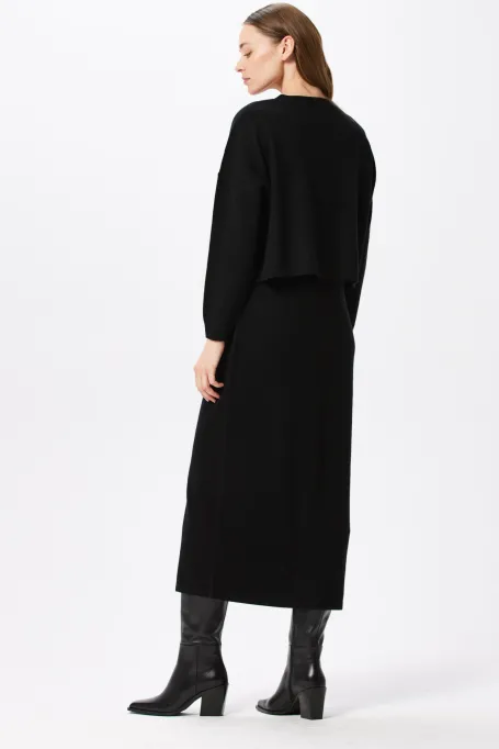 Cardigan scurt negru din cașmir