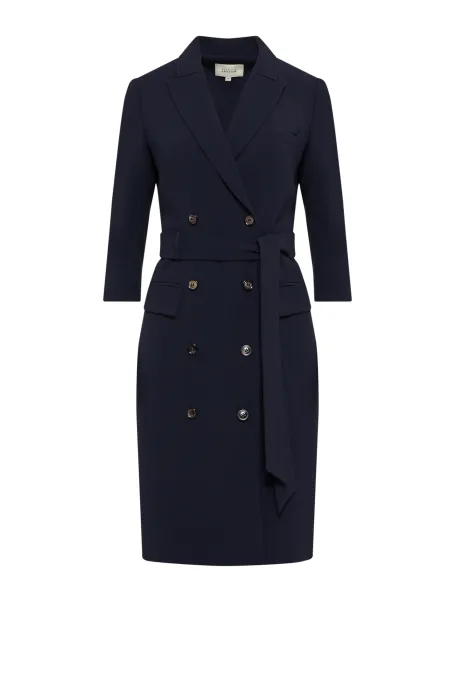 Rochie albastru închis cu dublu rând business Elise