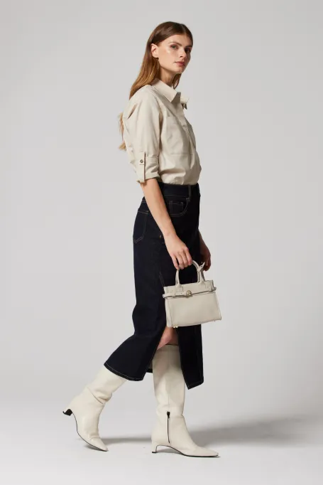 Fustă midi jeans albastru închis