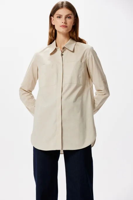 Cămașă bej cu buzunare