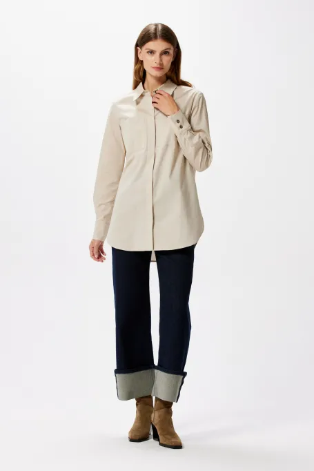 Cămașă bej cu buzunare