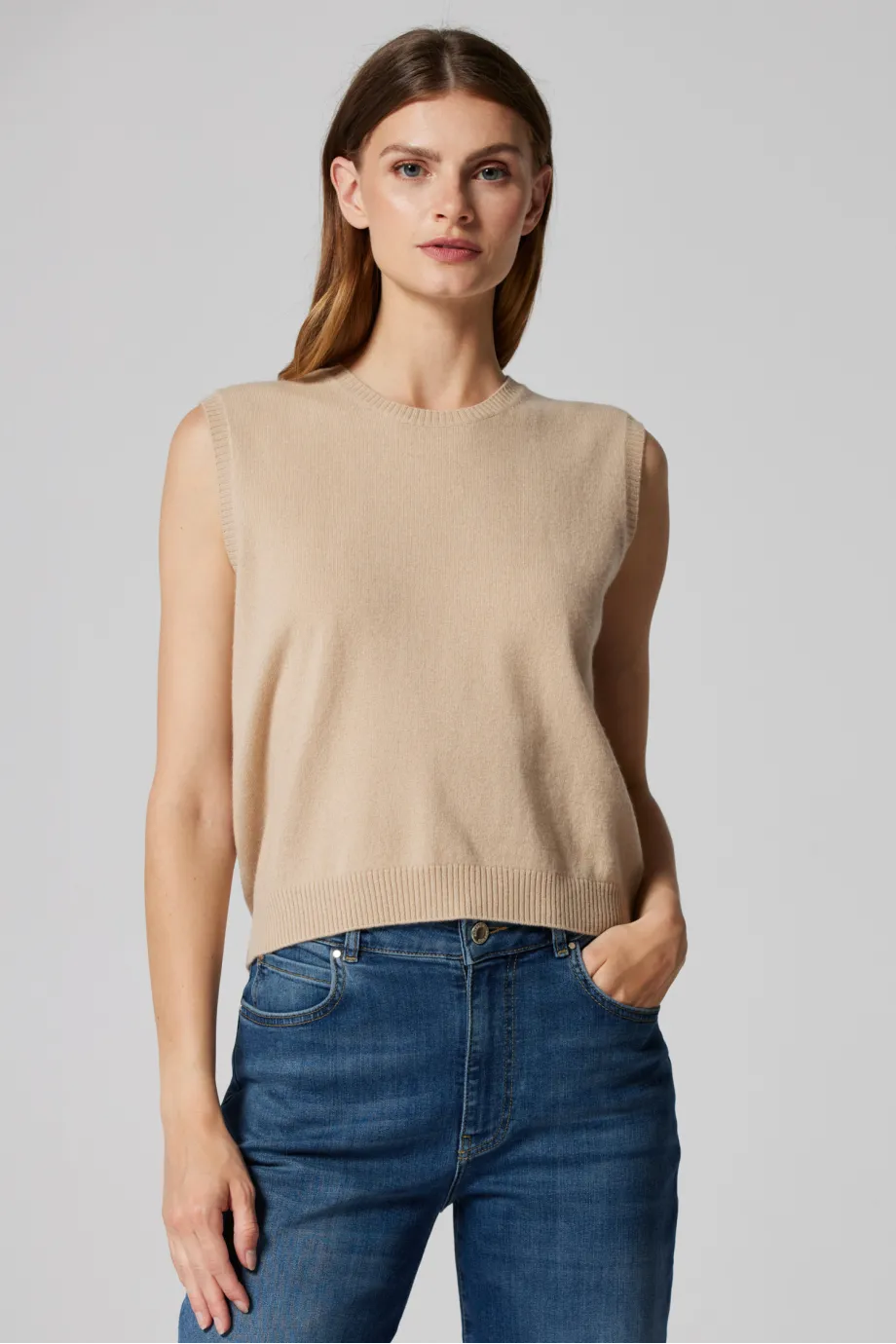 Bluza bej cu cașmir și lână merinos Bluza bej cu cașmir și lână merinos