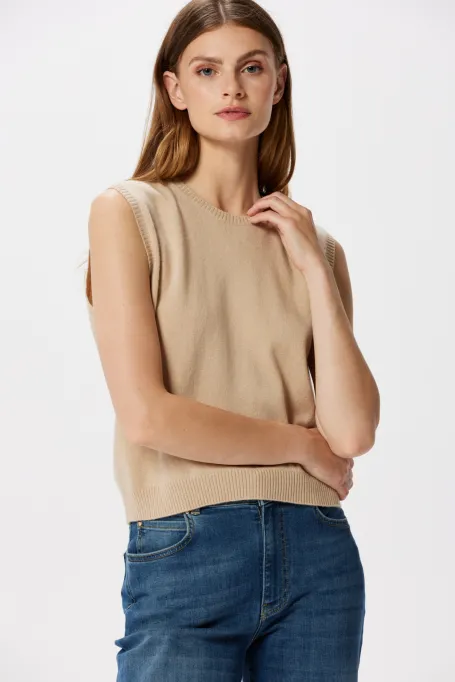 Bluza bej cu cașmir și lână merinos