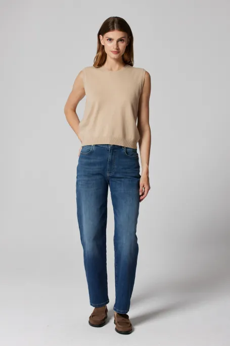 Bluza bej cu cașmir și lână merinos