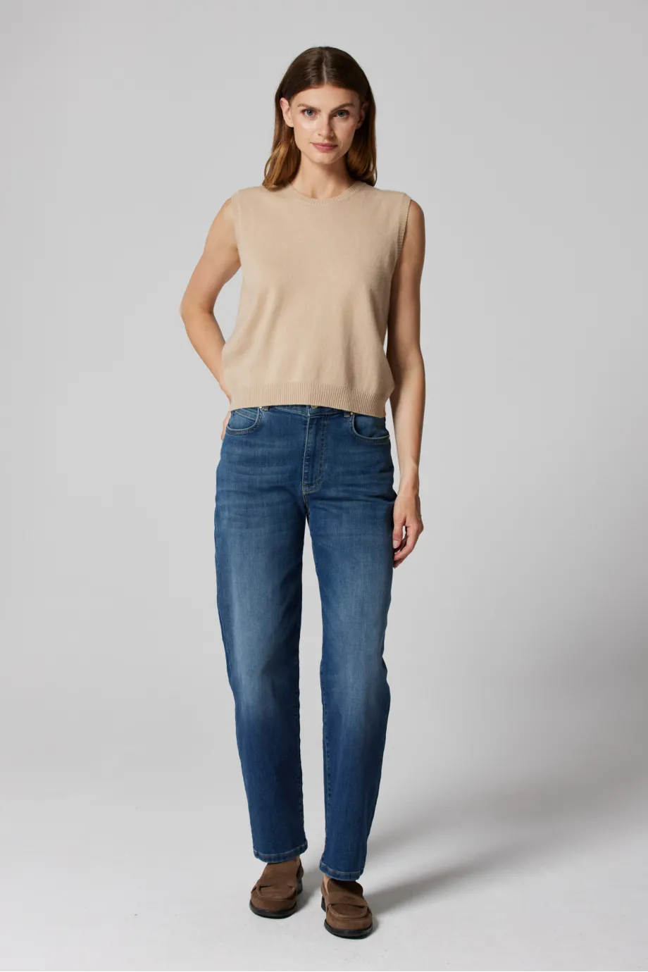 Bluza bej cu cașmir și lână merinos Bluza bej cu cașmir și lână merinos
