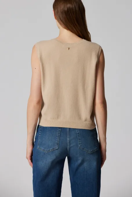 Bluza bej cu cașmir și lână merinos