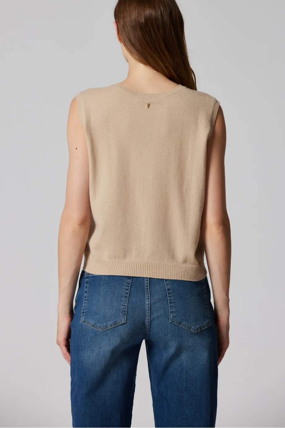 Bluza bej cu cașmir și lână merinos Bluza bej cu cașmir și lână merinos