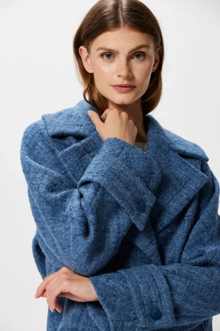 Jachetă albastră cu lână de alpaca Jachetă albastră cu lână de alpaca