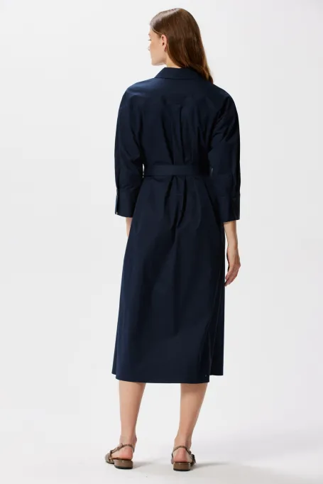Cămașă-rochia bleumarin cu curea