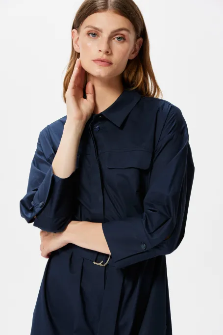 Cămașă-rochia bleumarin cu curea