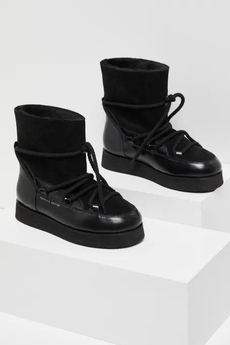 Botine negre din piele