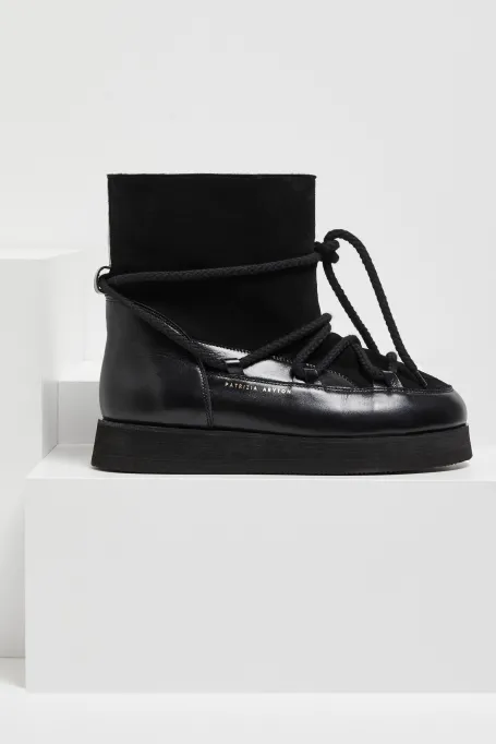 Botine negre din piele