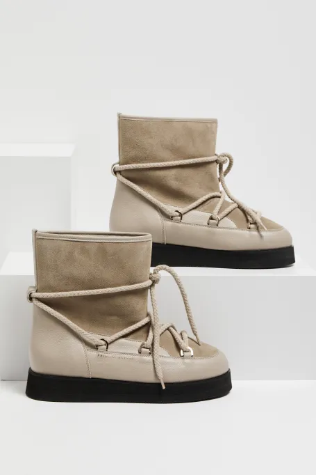 Ghete bej din piele pentru zăpadă