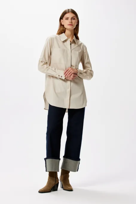 Cămașă bej cu buzunare