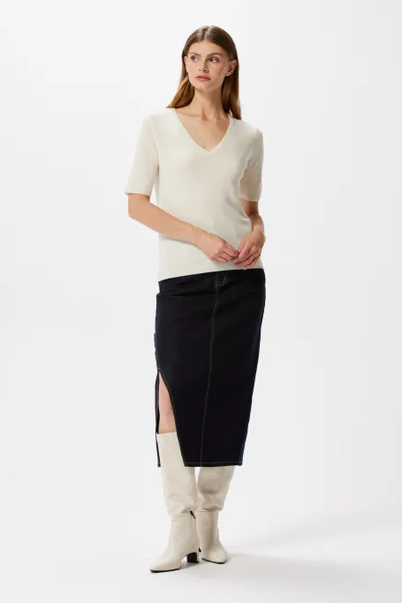 Bluza albă cu cașmir Bluza albă cu cașmir