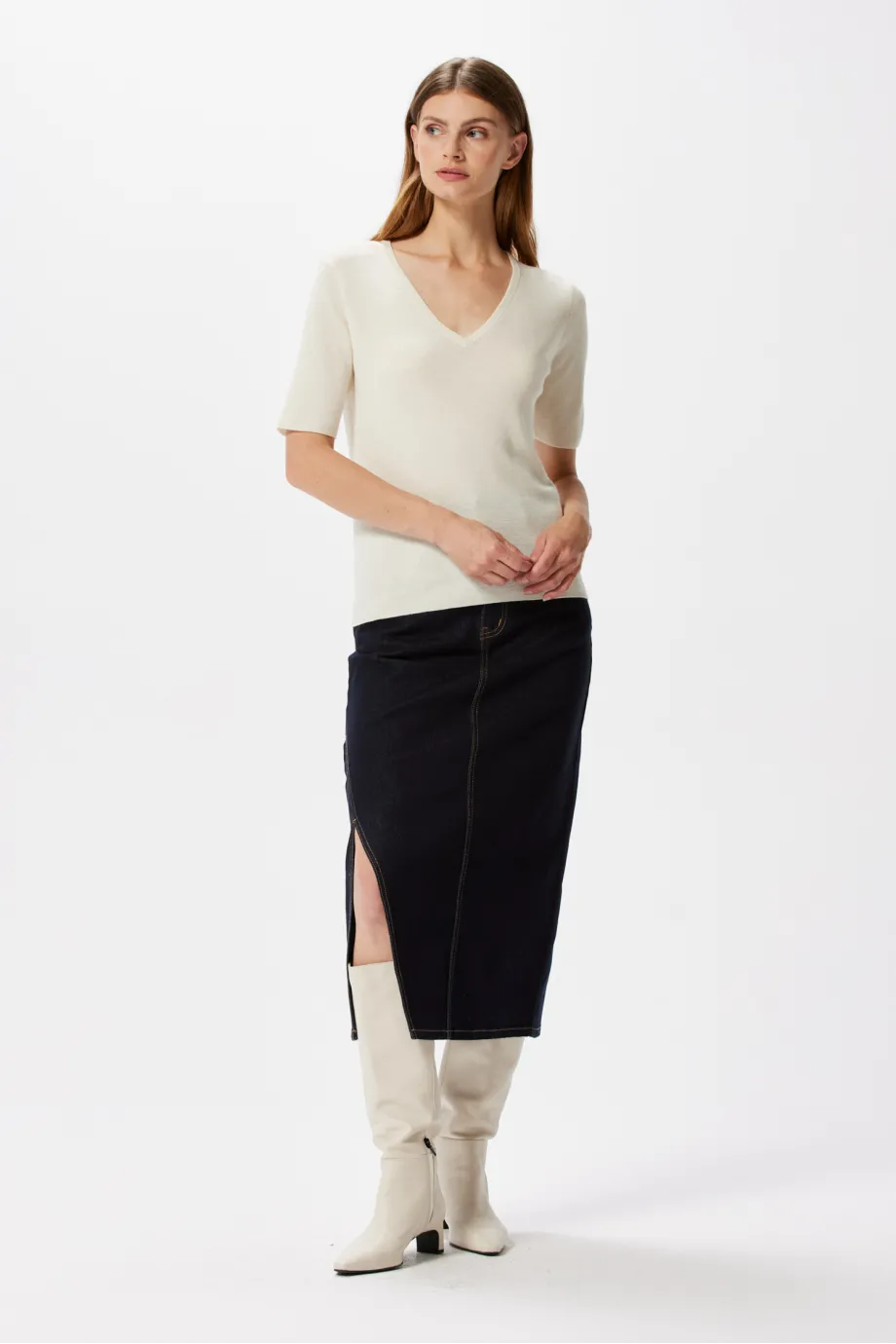 Bluza albă cu cașmir Bluza albă cu cașmir