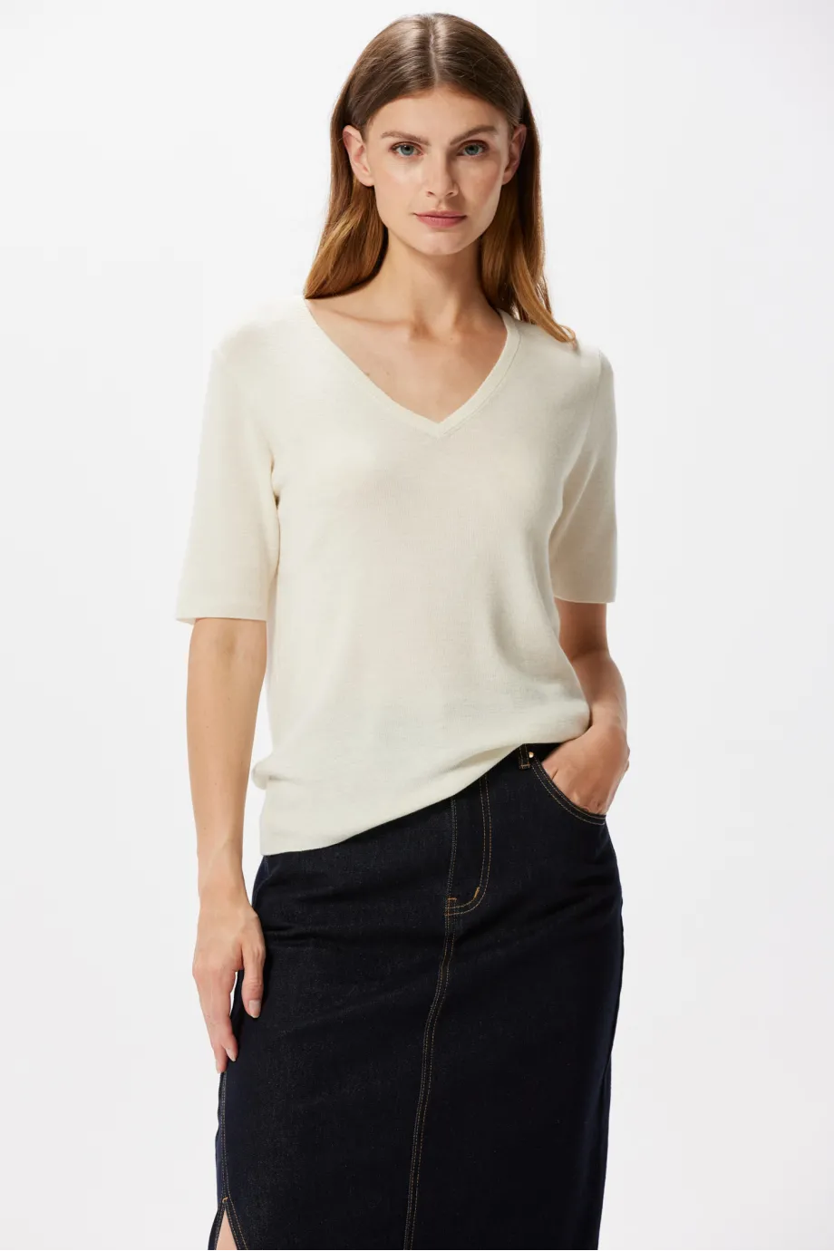 Bluza albă cu cașmir Bluza albă cu cașmir