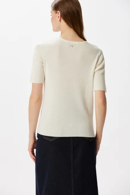 Bluza albă cu cașmir