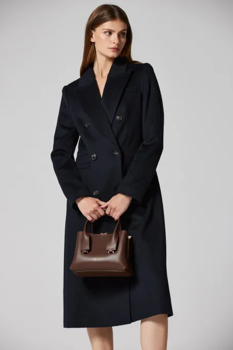 Palton bleumarin din lână de cămilă