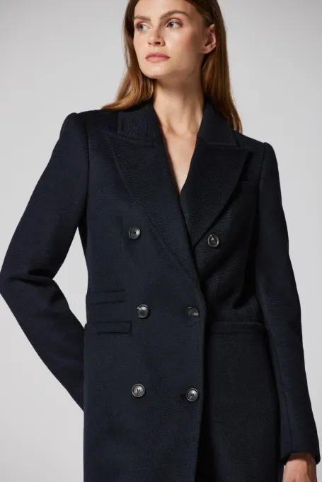 Palton bleumarin din lână de cămilă