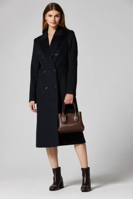 Palton bleumarin din lână de cămilă